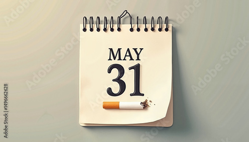 Calendar page for May 31 with broken cigarette
