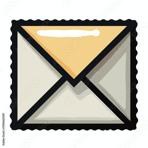 Stylized Illustration of a Sealed Envelope with Decorative Edges for Communication and Correspondence