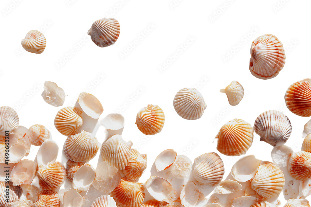 Falling Seashells on Transparent Background, PNG Falling Seashells on Transparent Background, PNG