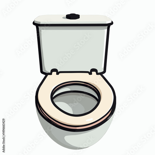 Clean White Toilet Bowl with Seat Up, Isolated on White Background Vector Illustration for Bathroom Design and Plumbing Concepts