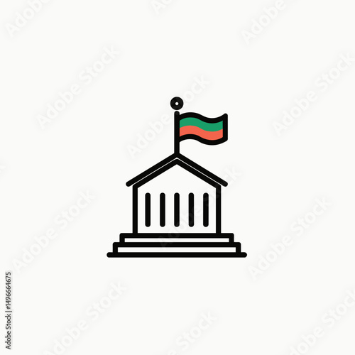 colorful flag on government building with columns