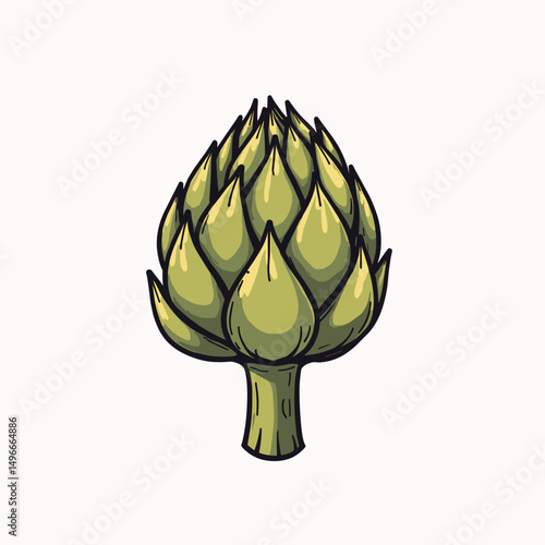 Hand-Drawn Artichoke Illustration on White Background, Fresh Vegetable, Healthy Eating Concept
