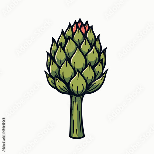 Artichoke Isolated Hand Drawn Illustration with Detailed Lines and Shading on a White Background