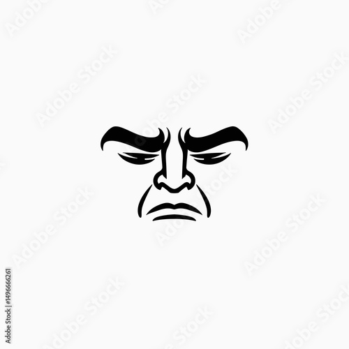 Angry Face Vector Illustration Depicting Displeasure, Frustration, and Annoyance in a Minimalist Style for Graphic Design