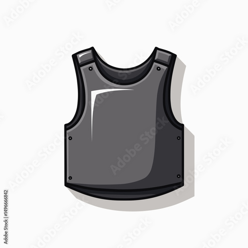 Stylized Vector Illustration of a Protective Bulletproof Vest on a Clean White Background