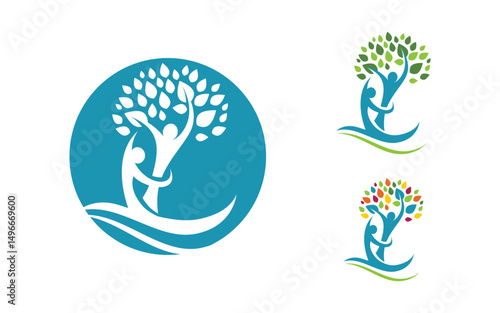 Human care adoption group network and social logo design v.54