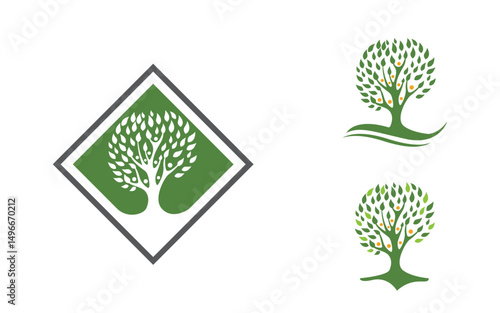 Family tree social vector icon illustration logo design v.6