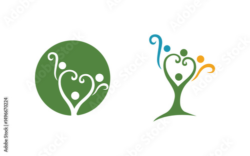 Family tree social vector icon illustration logo design v.9