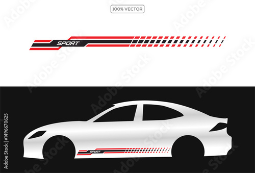 car wrap design vector for race car. Graphic abstract stripe racing background illustration
