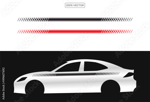 car wrap design vector for race car. Graphic abstract stripe racing background illustration template