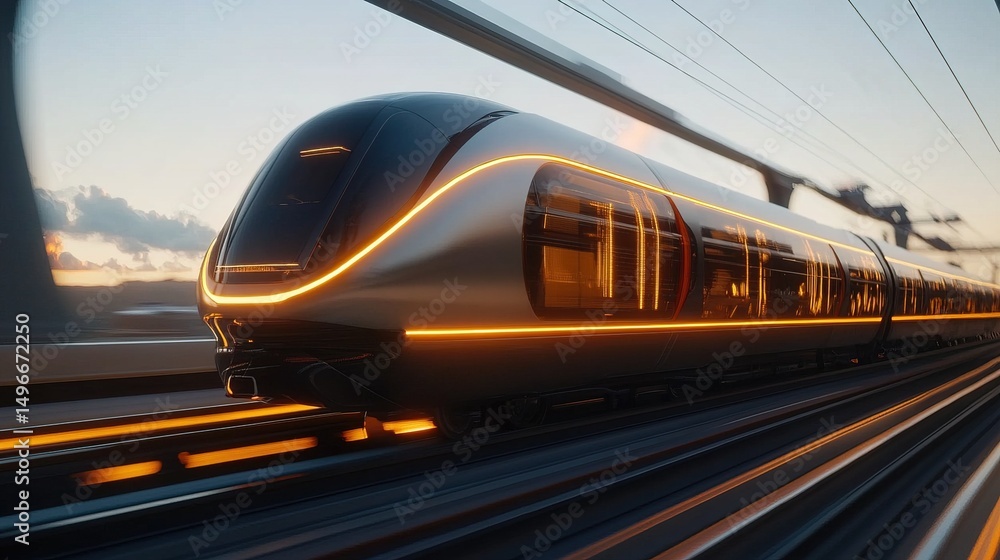 Naklejka premium A high-speed train transporting massive cargo containers for rapid delivery