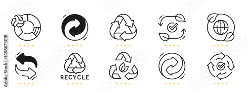 Recycling related line icons. Editable stroke