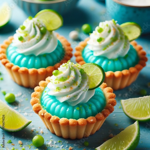 237 Turquoise Coconut Lime Tarts Miniature pastry cups filled wi