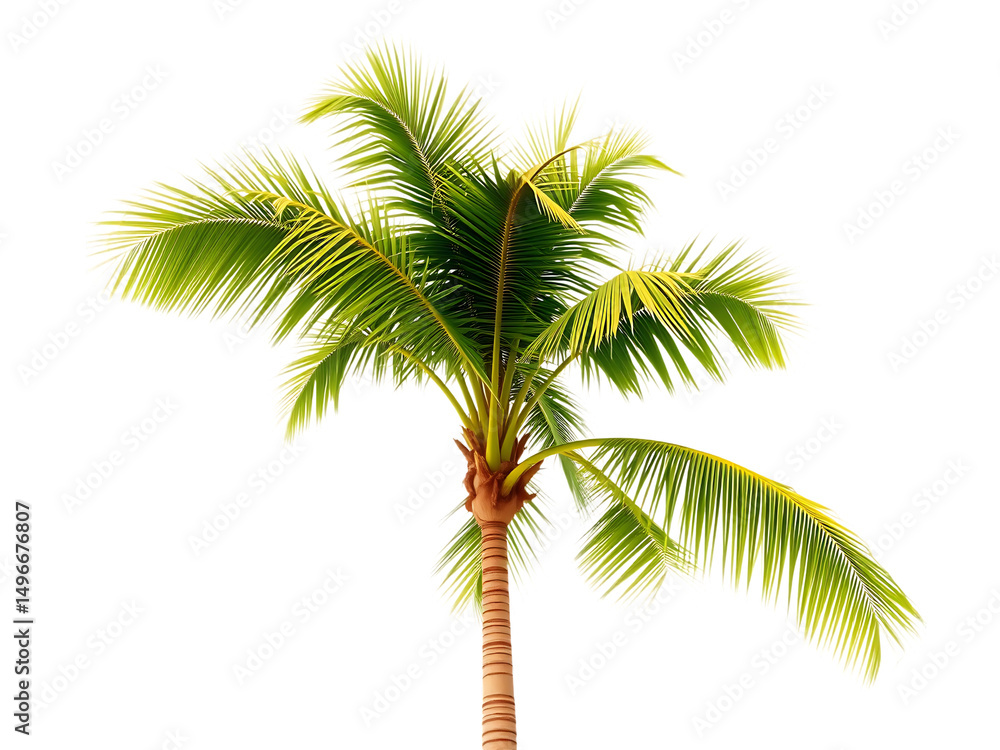 Fototapeta premium Lush green palm tree isolated on transparent background