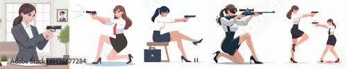 secretary woman shooting practice vector