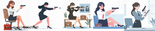 secretary woman shooting practice vector