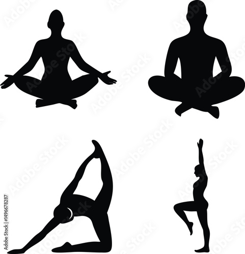 Yoga design set silhouette illustration art