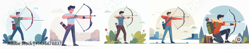 vector of youth practicing archery