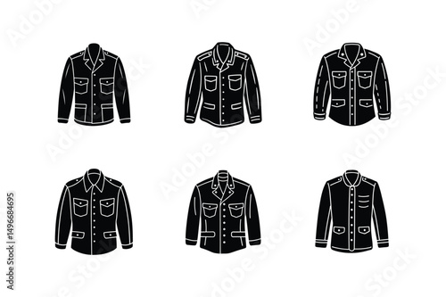military jacket sketch icon silhouette vector illustration