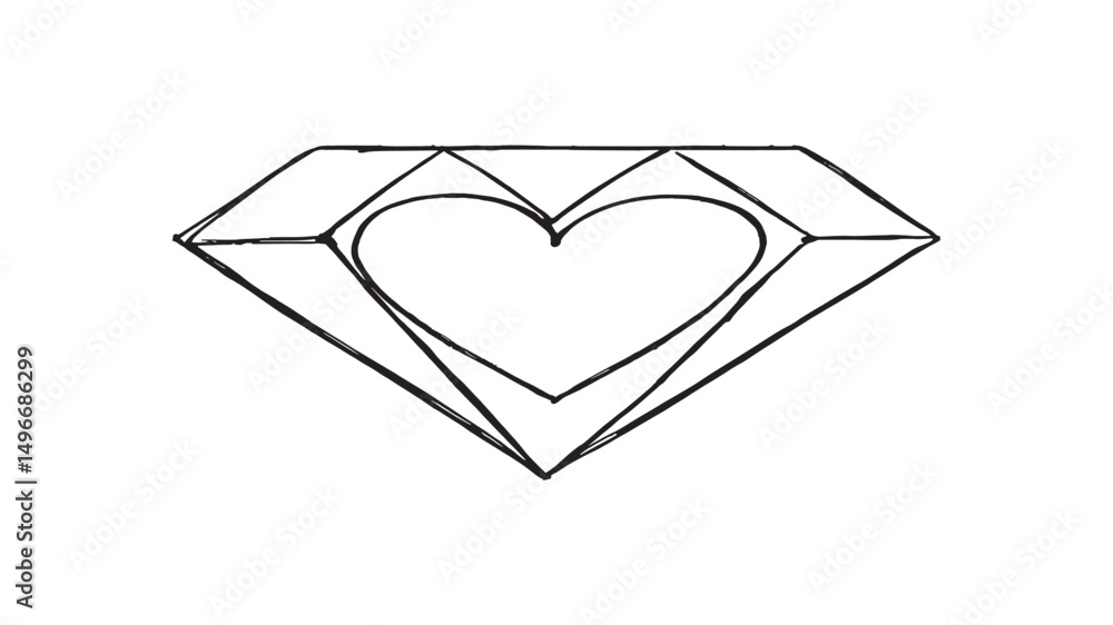Fototapeta premium Diamond heart line art romantic design
