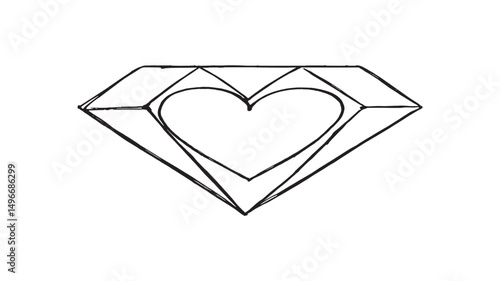 Diamond heart line art romantic design