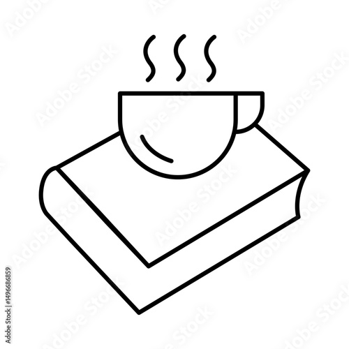 Book with Coffee Line Icon Editable Stroke. Education, Study, Library, Reading, Science, Student, Graduation, Bookstore Icons Vector Illustration