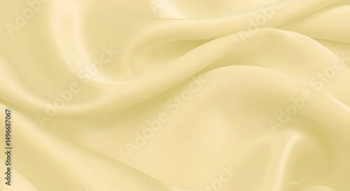 Creamy yellow satin fabric with flowing drapes