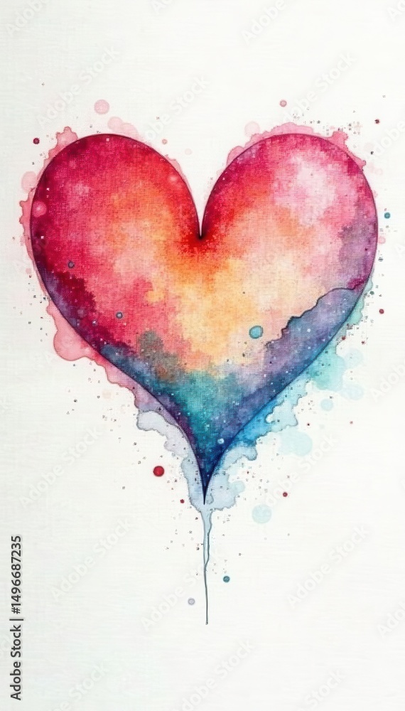 Hand-painted watercolor heart set, delicate hues, design, vibrant Hand-painted watercolor heart set, delicate hues, design, vibrant