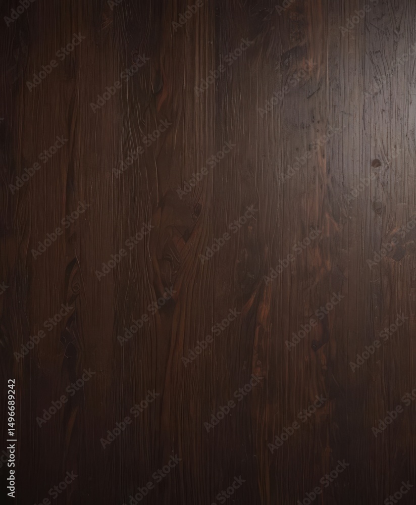 Fototapeta premium Dark stained wood, prominent grain lines, warm undertones, backdrop, panel, stained