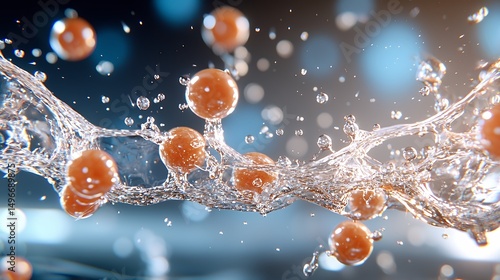 Water and Spheres Splash Abstract Scene