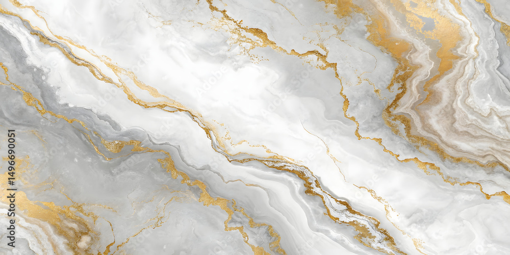 Obraz premium Light marble with delicate gold veins stretching diagonally across the stone, blending crystalline white with warm metallic accents