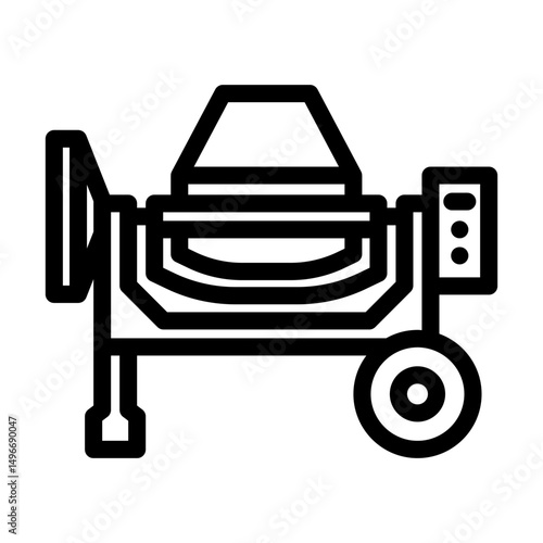 concrete mixer machine cement line icon vector illustration