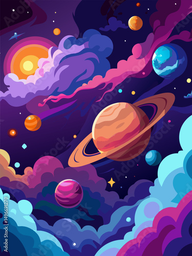 Cosmic Dreamscape. A vibrant journey through the astral expanse. showcasing celestial wonders and nebulae in a fantasy space setting