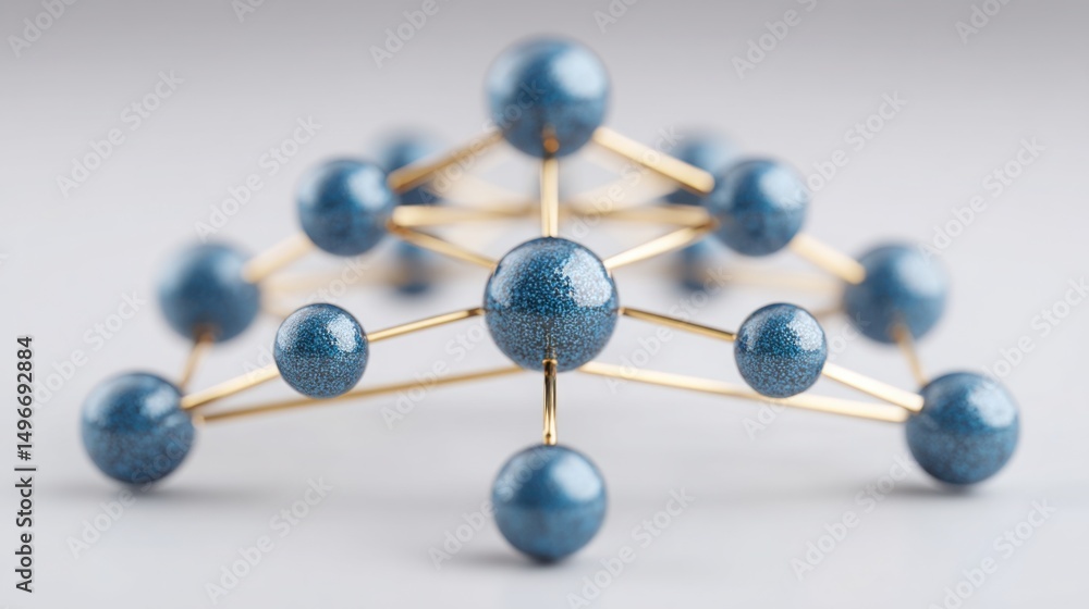 Obraz premium Blue molecular structure representing chemical bonds and interactions in advanced scientific research and study