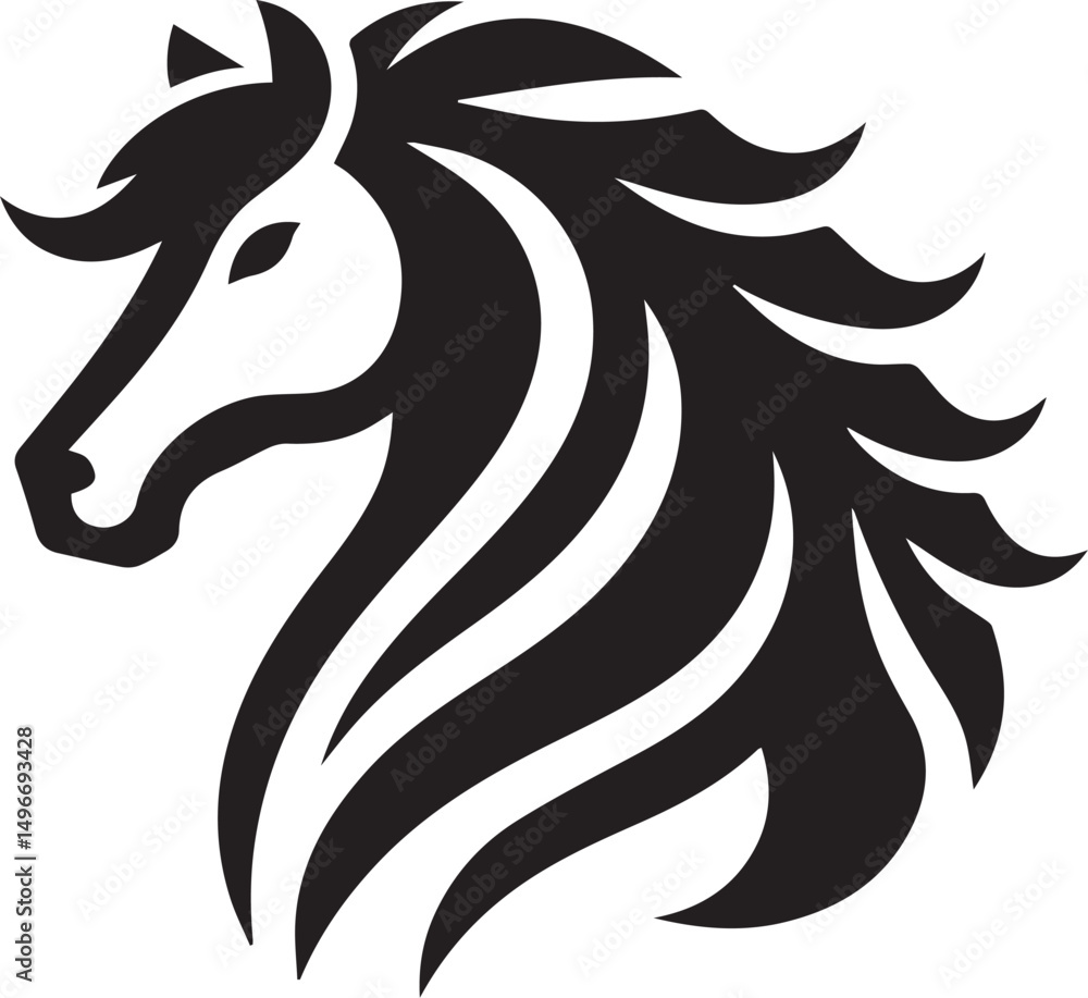 Fototapeta premium Black and White Berber Horse Vector Illustration – High-Quality Line Art Design