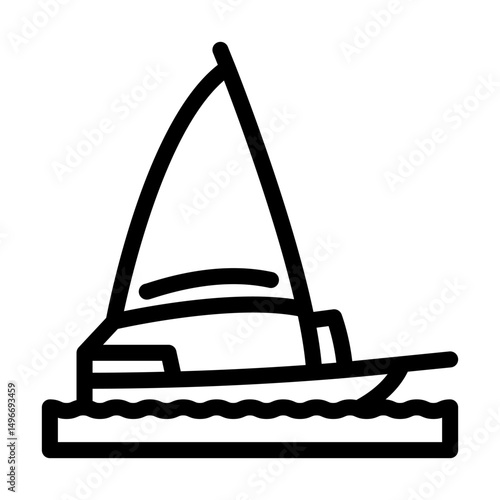 sailing summer spend time line icon vector illustration