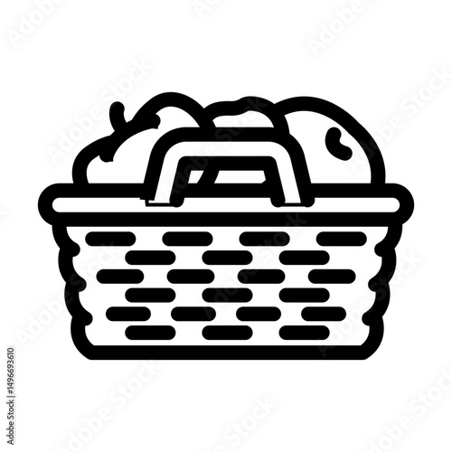 fruit picking summer spend time line icon vector illustration