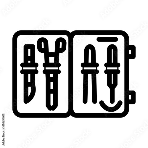 suture kit surgeon line icon vector illustration