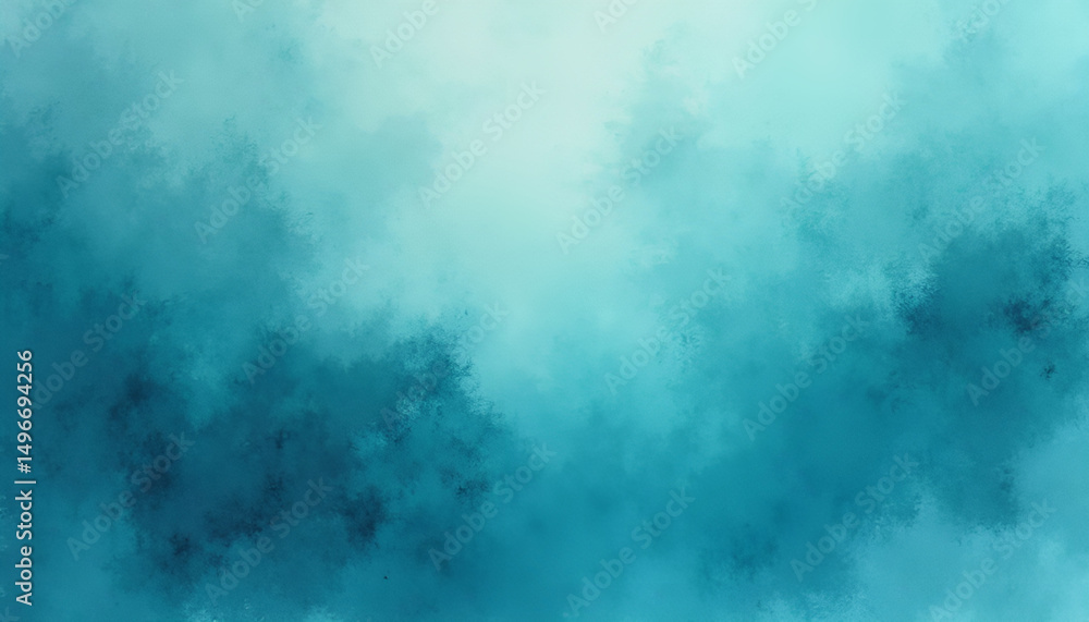 Obraz premium Abstract watercolor painting with shades of teal and dark teal, creating a gradient effect, rough texture
