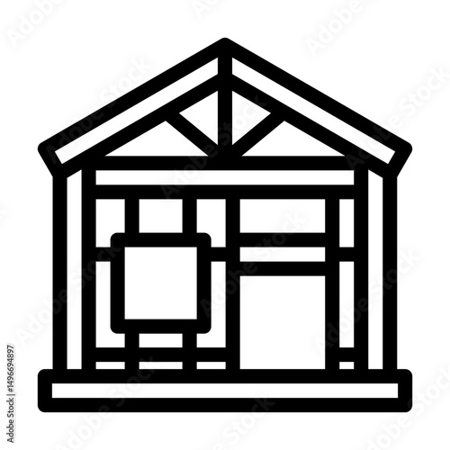 wood treatment frame houses line icon vector illustration