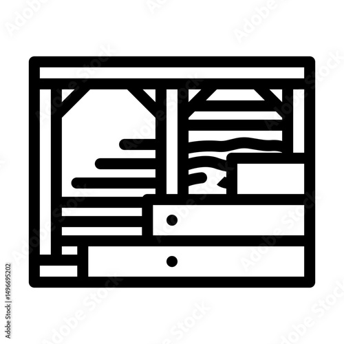 building frame walls wood frame house line icon vector illustration