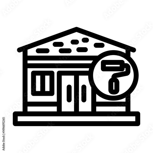 house frame painting wood frame line icon vector illustration