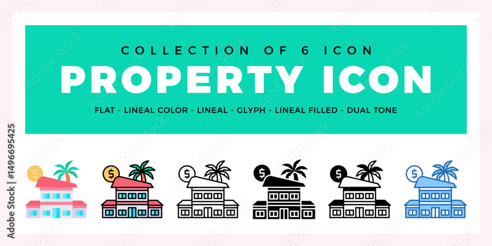 Fototapeta premium Pack of 6 Vector Property icon