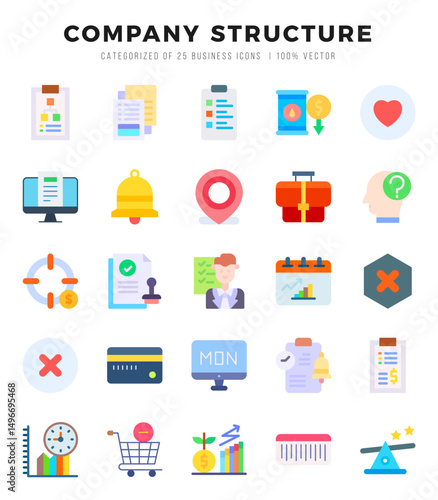 Set of Company Structure Icons Flat icons collection.