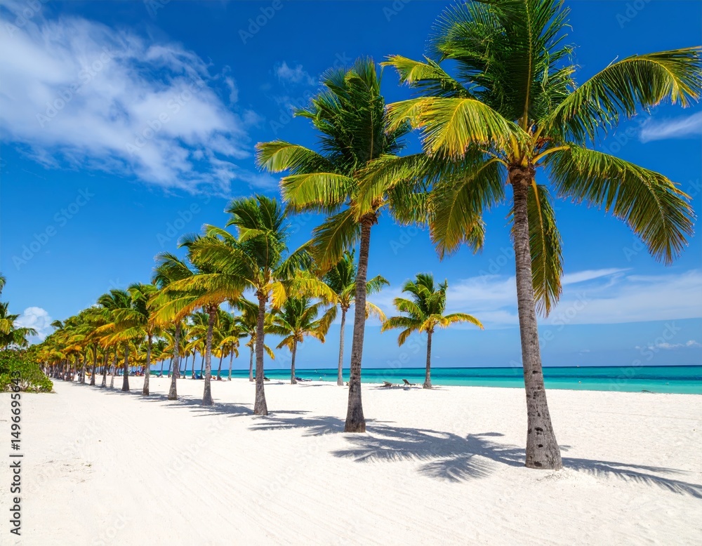 Obraz premium Palm trees under a blue sky