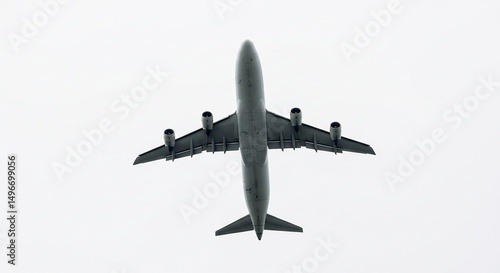 白昼の空高く滑らかに飛行する大型旅客機. AI Generated