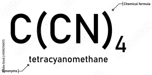 Tetracyanomethane chemical formula and synonyms with callout titles
