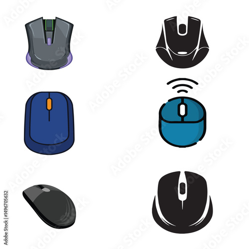 mouse editable filr colour and black and white set of 6
