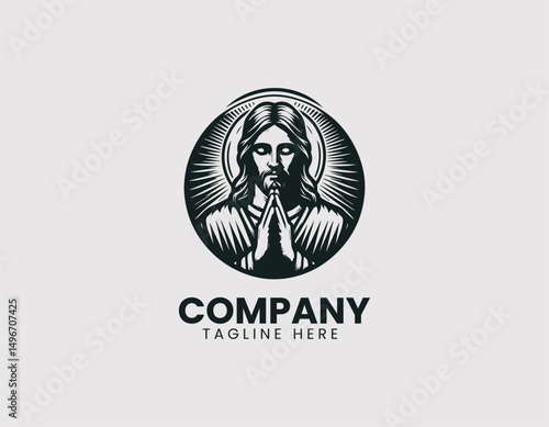 Serene in Jesus Christ Hands Clasped in Prayer Vector Logo Design