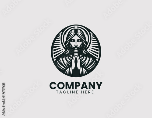Serene in Jesus Christ Hands Clasped in Prayer Vector Logo Design